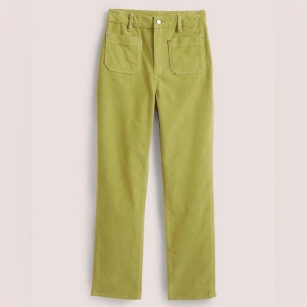 Boden Straight Leg Stretch Corduroy Jeans Patch Pocket Spring Green Size 2